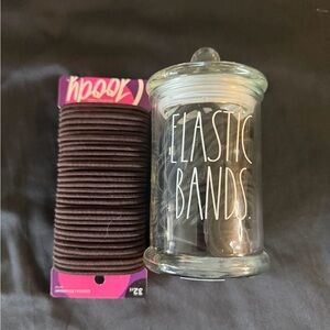 Goody Brown/ Black Hair Elastics with glass holder